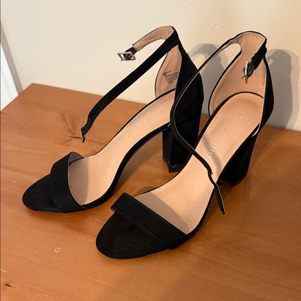 Madden Girl Black Ankle Strap Heels